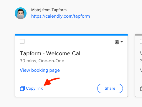 Calendly event link